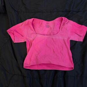 Square neck ribbed T-shirt